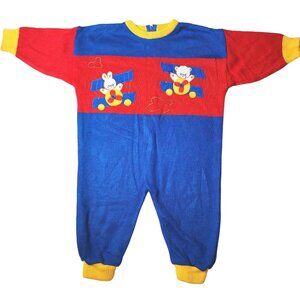 Vintage Savannah Baby Sweater Romper 18 Months Bear Bunny Airplane Primary Color